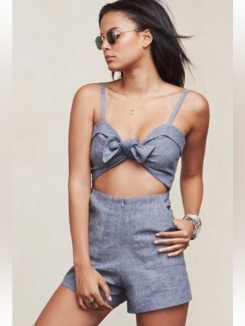 Reformation Chambray Romper Size 4